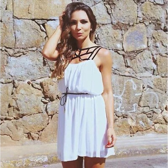 fairlygirly Dresses & Skirts - 💥 SALE Strappy Caged Chiffon Tie Waist Dress